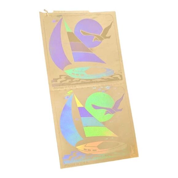 Vintage 80’s Sandylion 3D‎ Holographic Stickers Sailboat 1983 Set of 2 - Picture 1 of 3